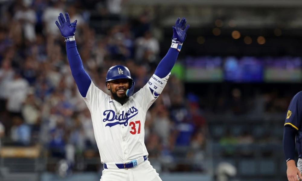 Teoscar Hernández, uno de los líderes ofensivos de los Dodgers durante la postemporada.