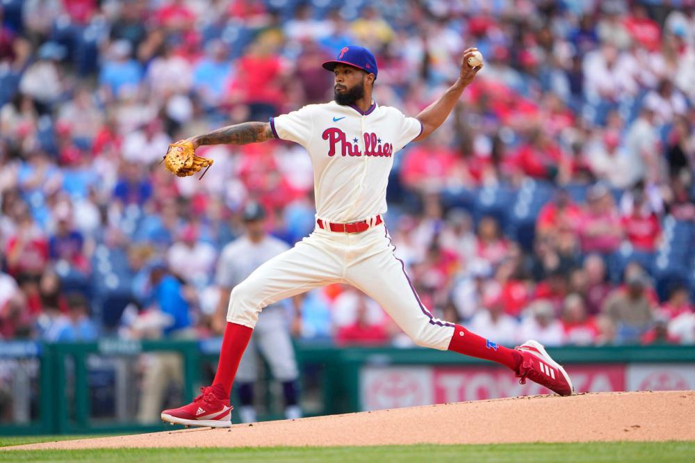 Cristopher Sánchez durante una de sus salidas con los Phillies en la temporada 2025, donde consolidó la mejor actuación de su carrera.