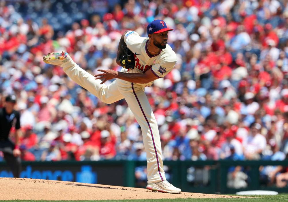 Cristopher S&aacute;nchez en acci&oacute;n desde el mont&iacute;culo del Citizens Bank Park, casa de los Filis de Filadelfia.